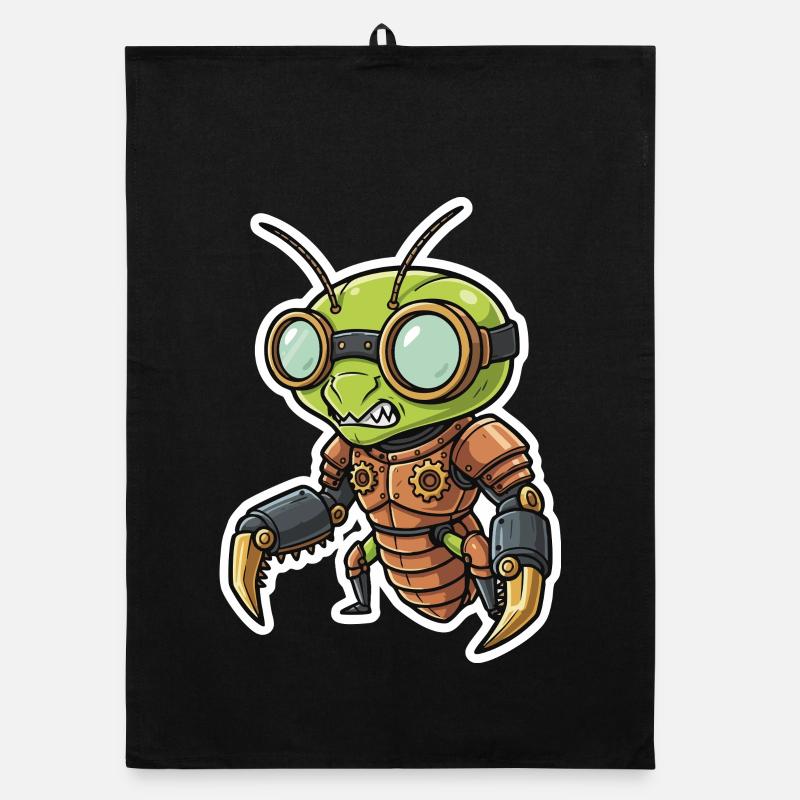 Praying Mantis Steampunk Copper Armor Organic dish towel
