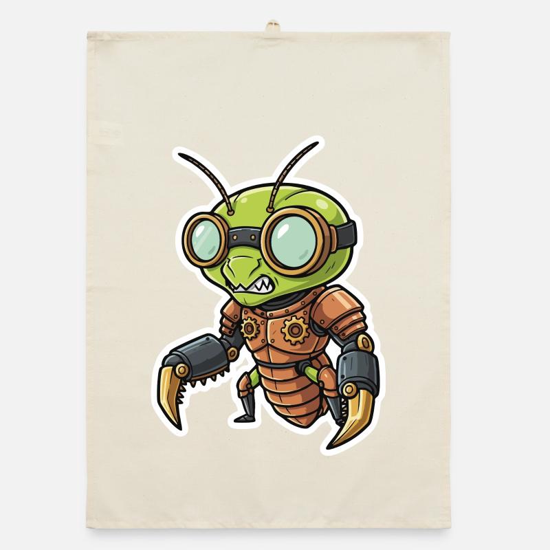 Praying Mantis Steampunk Copper Armor Organic dish towel