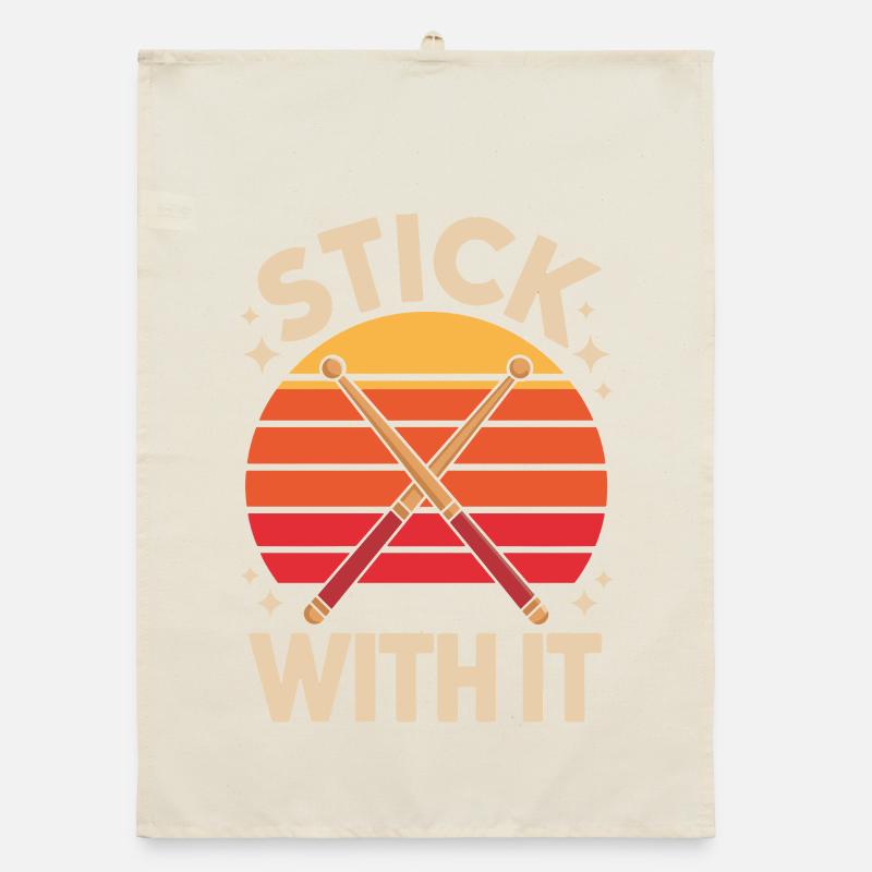 Stick With It Drummer Saying Retro Organic dish towel