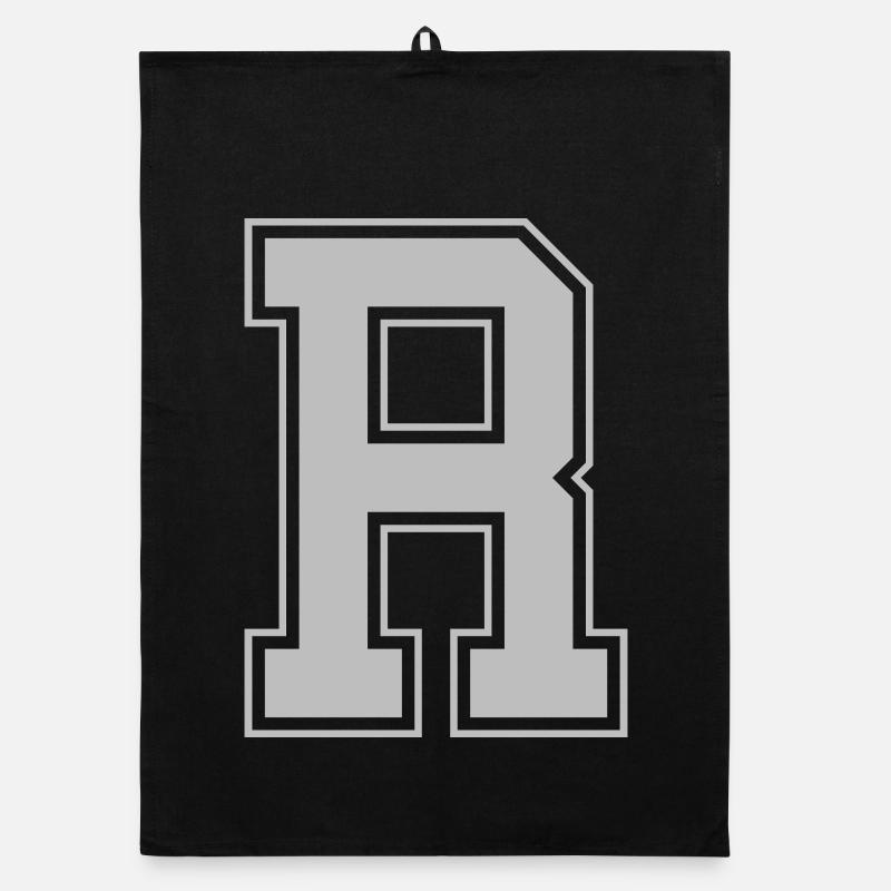 Monogramme Bleu Gris Maison du Collège Initiale R Torchon bio