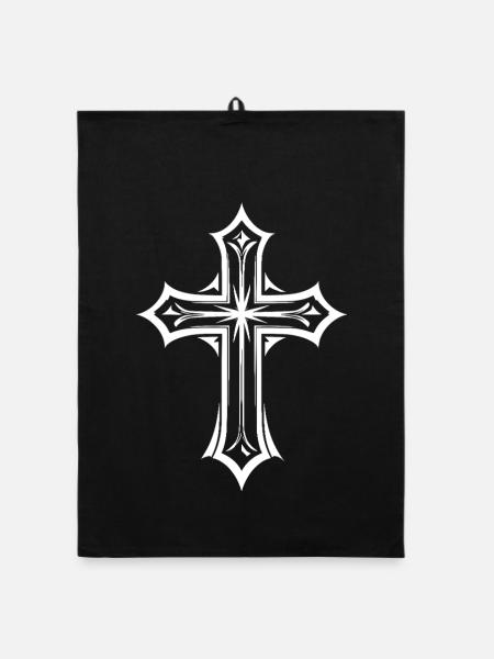 Christen Kreuz - Organic Geschirrtuch - Schwarz - Vorne