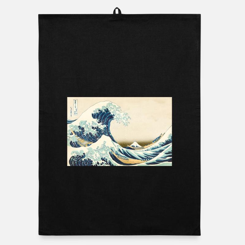 Peinture Ukiyo-e Wave avec Bergen Waves Japon Torchon bio