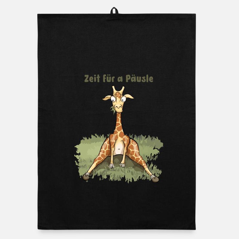 Zeit für a Päusle - Schwäbische Comic Giraffe - Organic Geschirrtuch - Schwarz