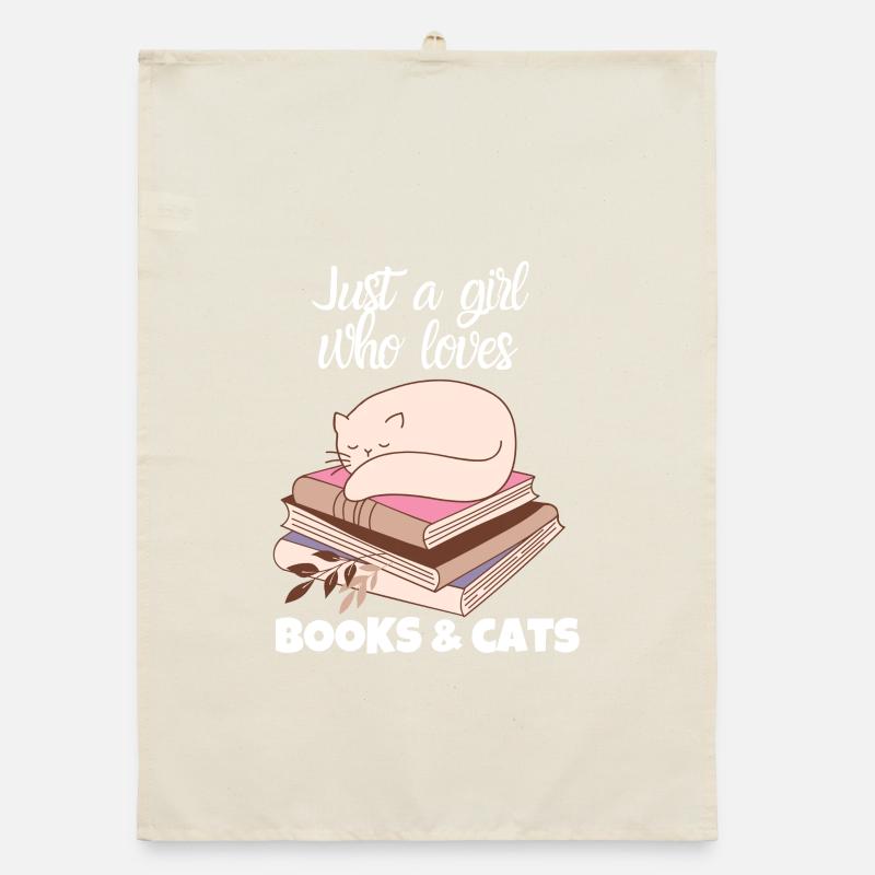 Bücher & Katzen Liebe Organic Geschirrtuch