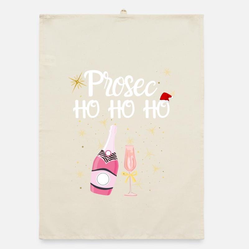 Weihnachten Prosecco Organic Geschirrtuch