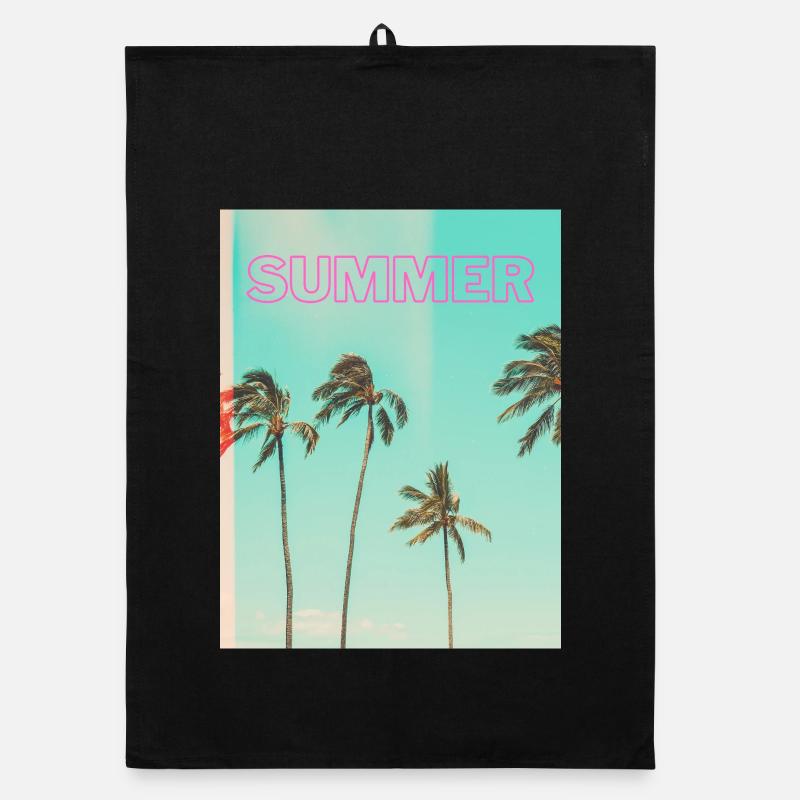unnamed Summer – Retro Palm Tree Sunset T-Shirt Organic Geschirrtuch