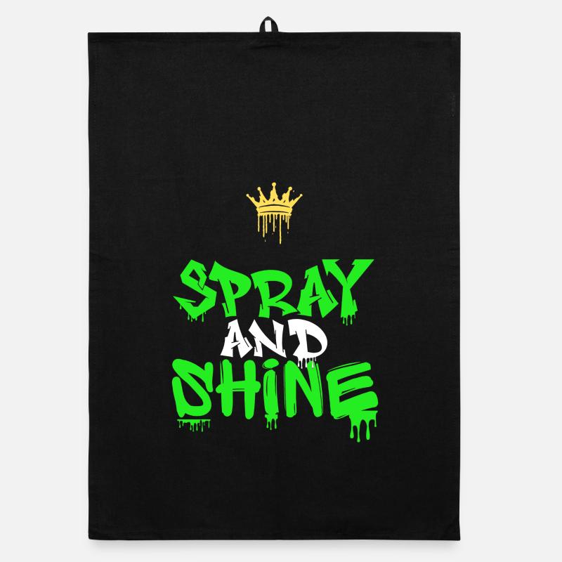 Spray and Shine Graffiti - Organic Geschirrtuch - Schwarz