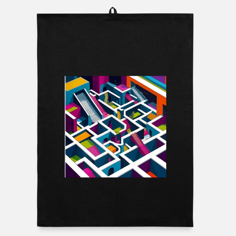 Abstractico Geometrisches Labyrinth Organic Geschirrtuch