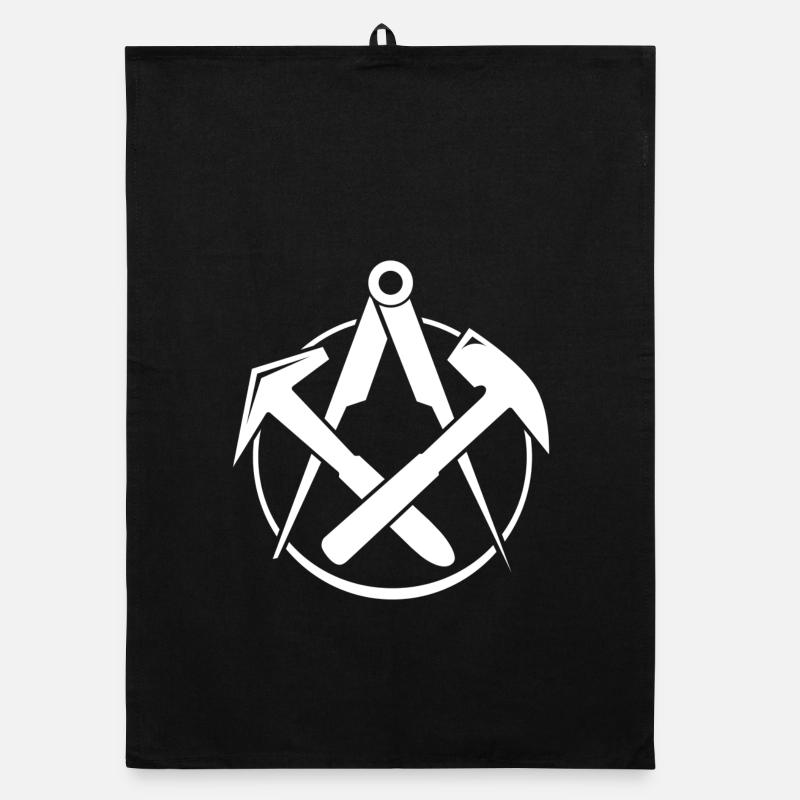 Dachdecker-Logo - Weiss - Organic Geschirrtuch - Schwarz