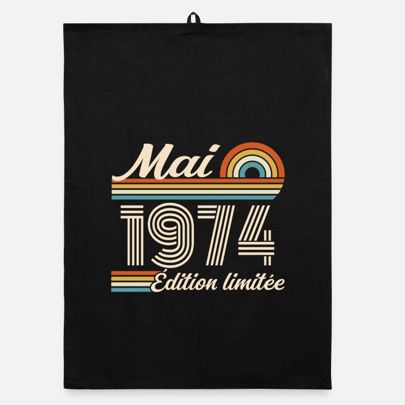 Cadeau Anniversaire 52 ans - Né mai 1974 Torchon bio