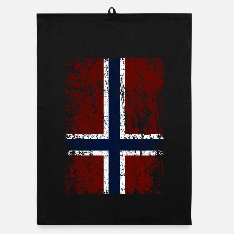 Norwegian flag upright (dark) Organic dish towel