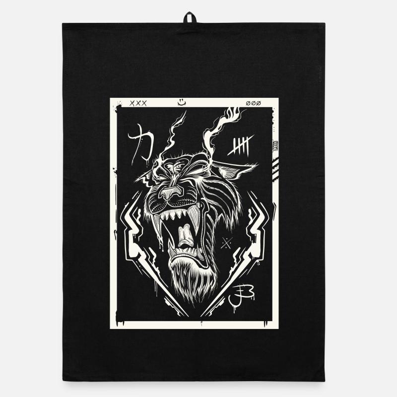 Tiger white - Organic Geschirrtuch - Schwarz