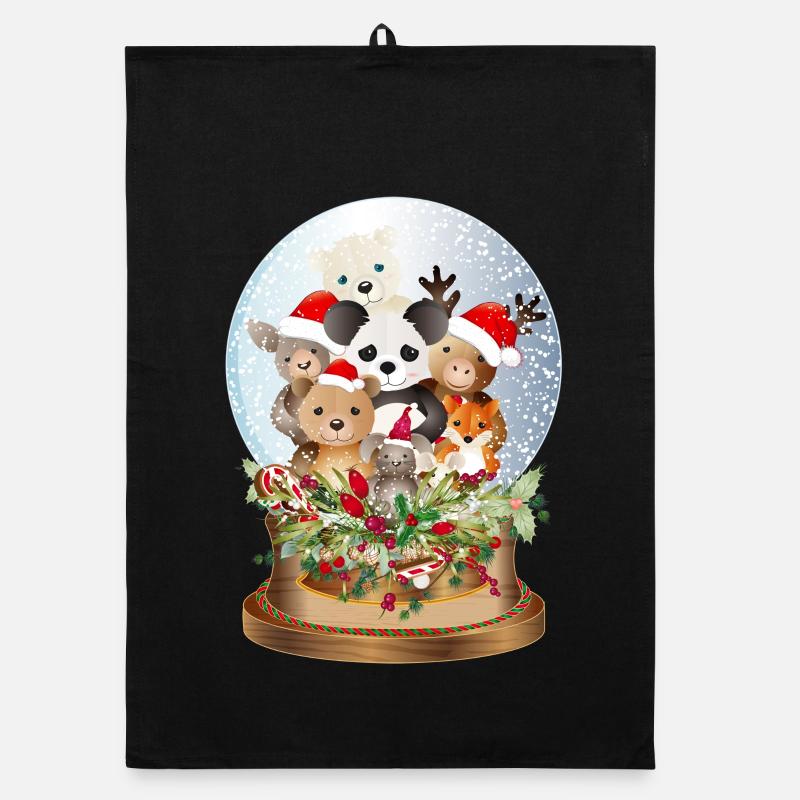 Belle boule à neige nostalgique avec peluches Torchon bio