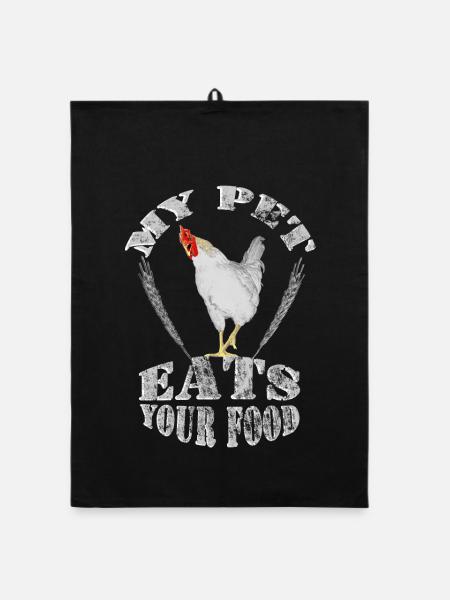 Mon animal mange votre nourriture poulet poulets grains - Torchon bio - noir - Devant