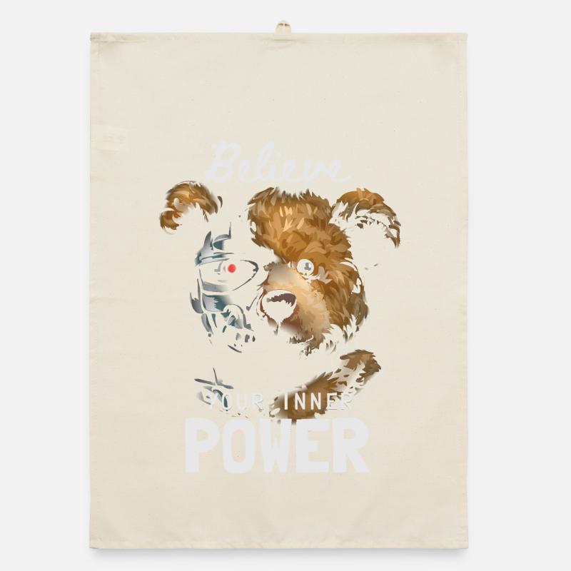 Bear with Robot Face Inner Power Organic dish towel