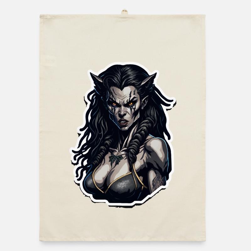 Dämonenelf Narbenblick Organic Geschirrtuch