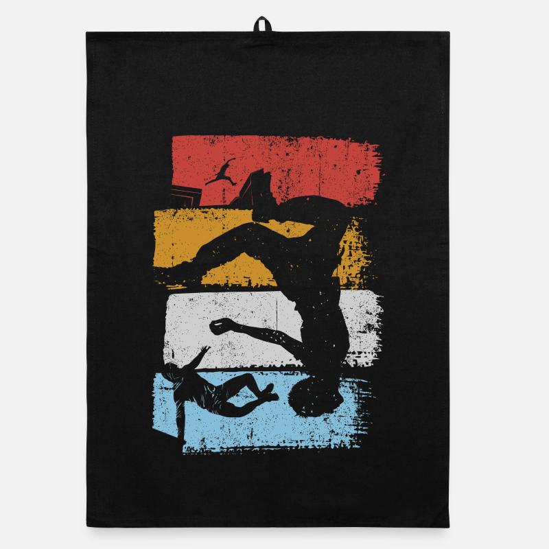 Stripes Sunset Diver Silhouette Organic Geschirrtuch