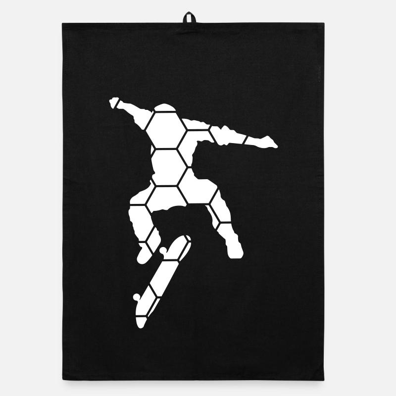 Skateboard-Silhouette mit Waben-Muster Organic Geschirrtuch