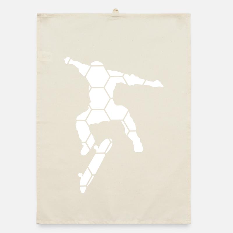 Skateboard silhouette with honeycomb pattern Organic dish towel