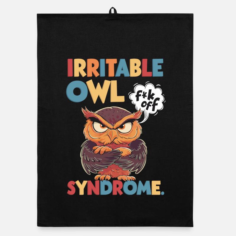 Syndrome de la chouette irritable, jeu de mots amusant Torchon bio