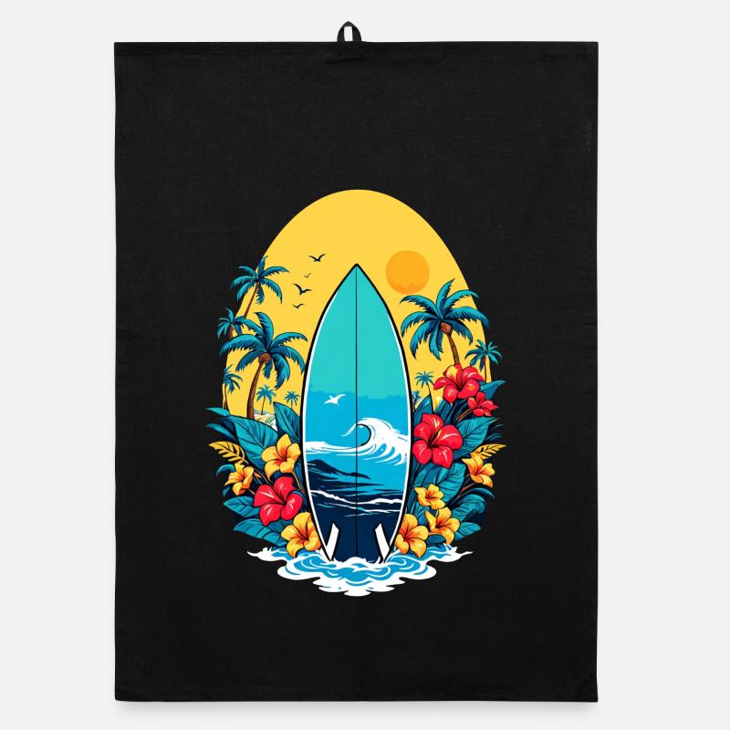 Stylisches Surfbrett Organic Geschirrtuch