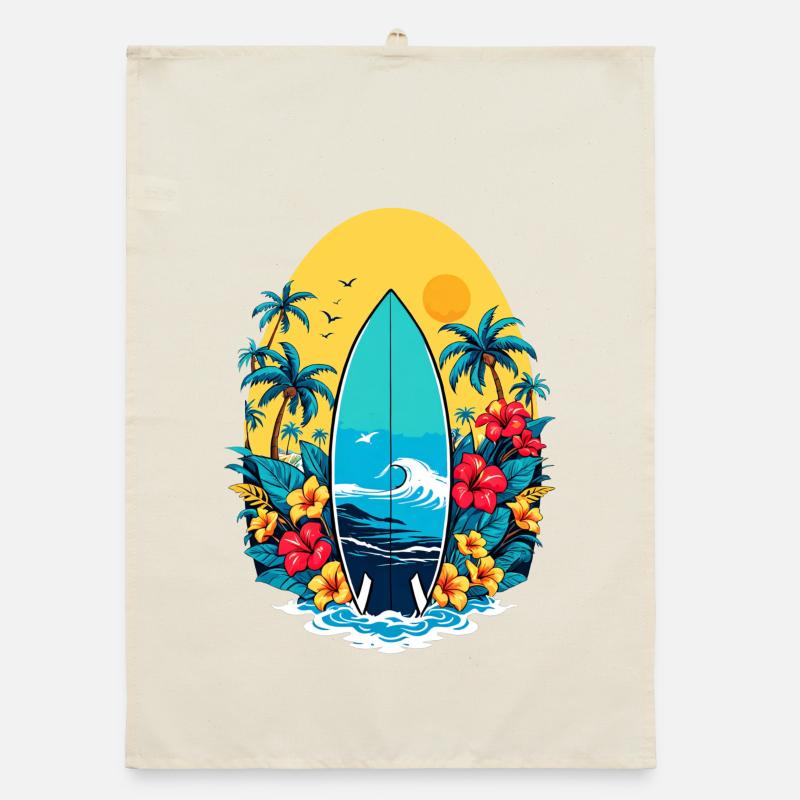 Stylish surfboard Organic dish towel