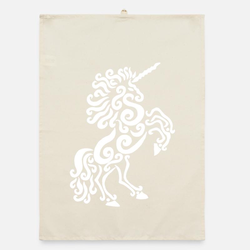 Cheval licorne (blanc) Torchon bio