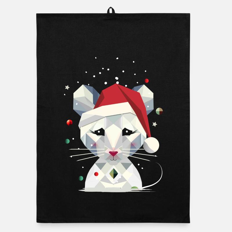 Schneemaus im geometrischen Weihnachtsdesign Organic Geschirrtuch