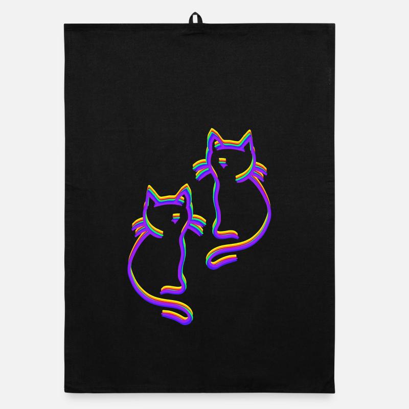 Regenbogen Katzen LGBT - Organic Geschirrtuch - Schwarz