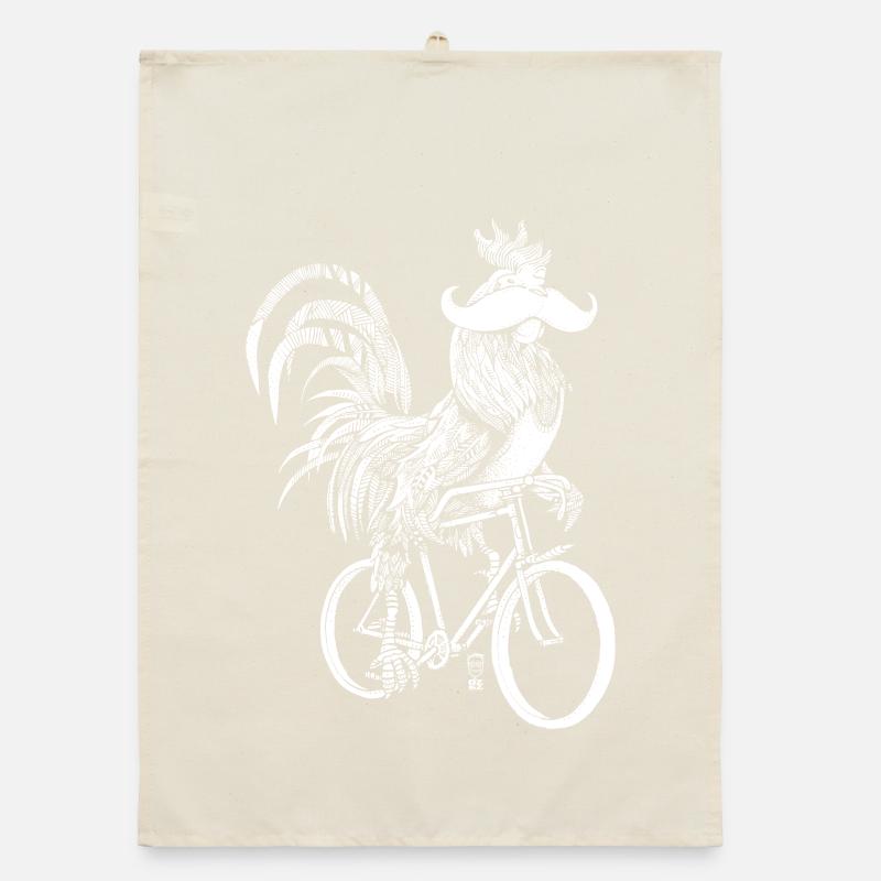 Rooster & Bicycles - weiße Version Organic Geschirrtuch