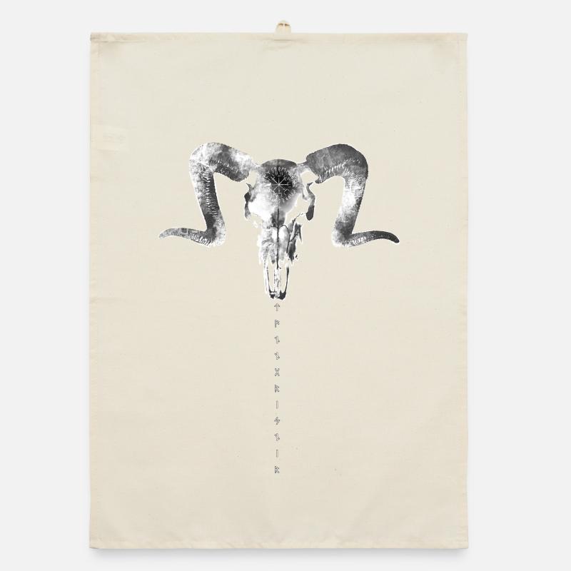 Ram Skull Mystical Symbolism Organic dish towel