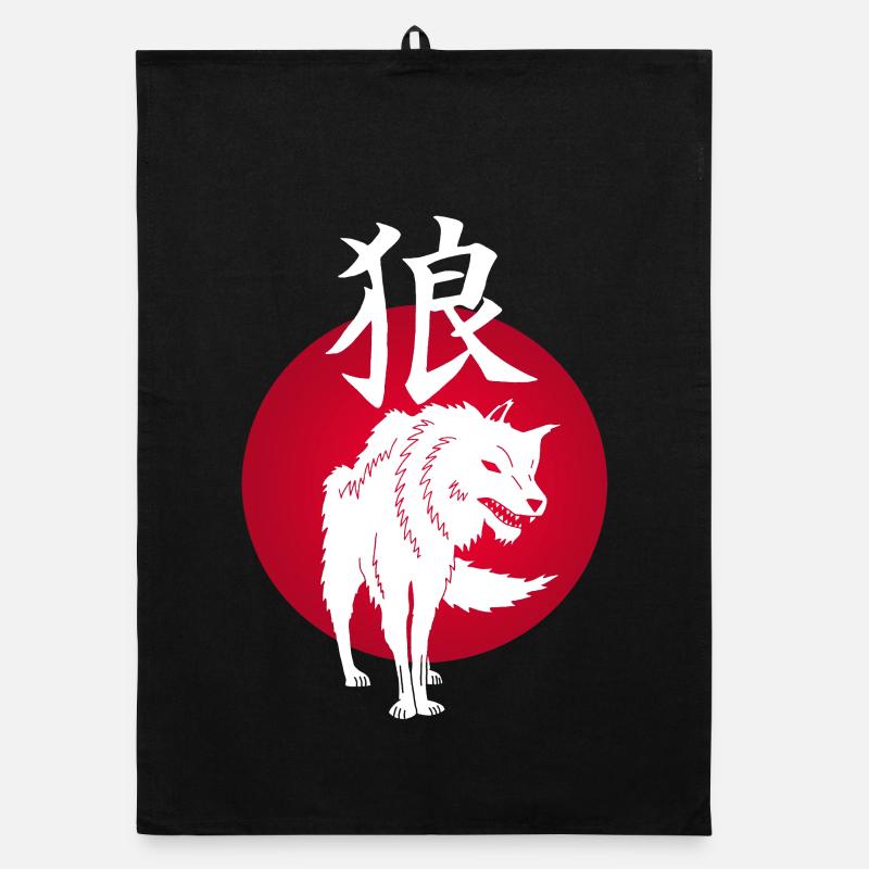 Le soleil rouge et le loup blanc Torchon bio