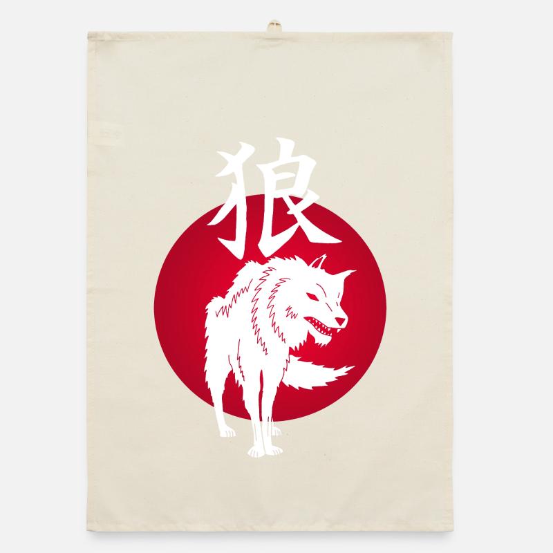 Die rote Sonne und der weiße Wolf Organic Geschirrtuch