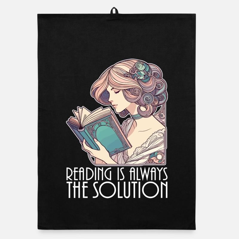 Book Books Reading Wife Solution Funny Gift Organic dish towel