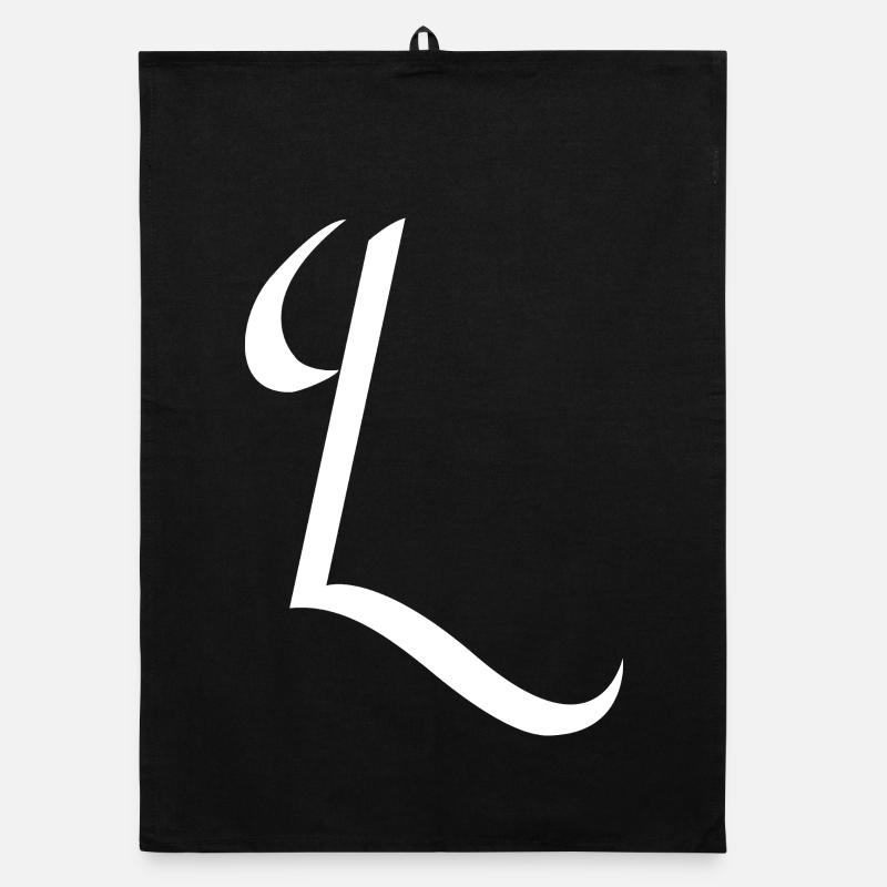 Elegant writing style with verve Letter L, Name, Organic dish towel