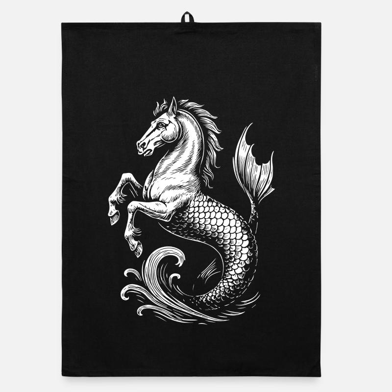 Mythischer Hippocampus, Seehengst Illustration Organic Geschirrtuch