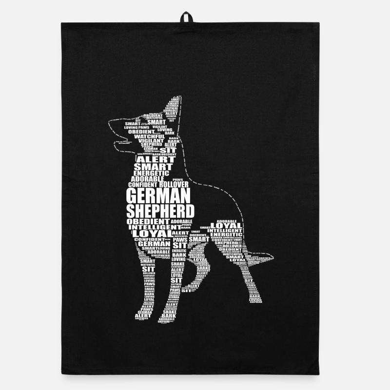 Typografie des Deutschen Schäferhundes - Wortkunst Organic Geschirrtuch