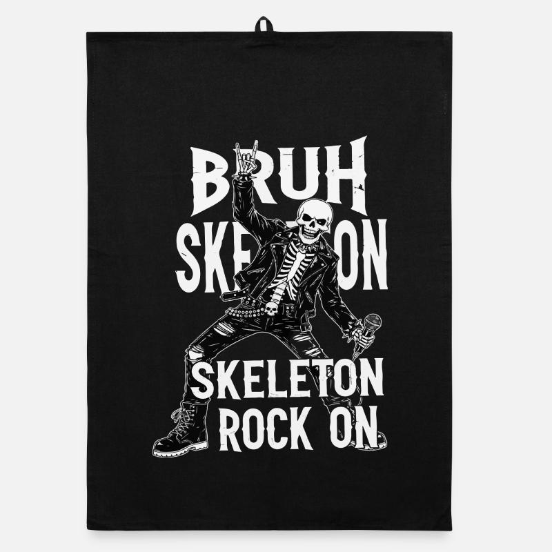 Skeleton Rock Leather Punk Organic dish towel
