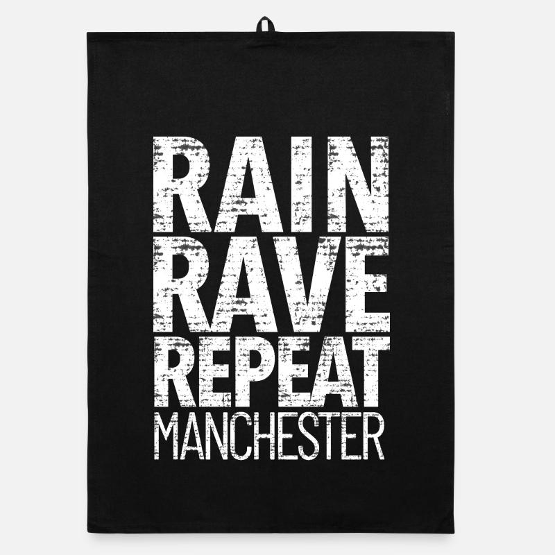 Manchester Rain Rave Repeat - Torchon bio - noir