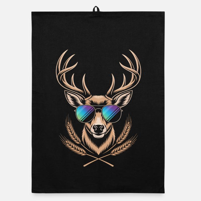 Deer with antlers Organic dish towel