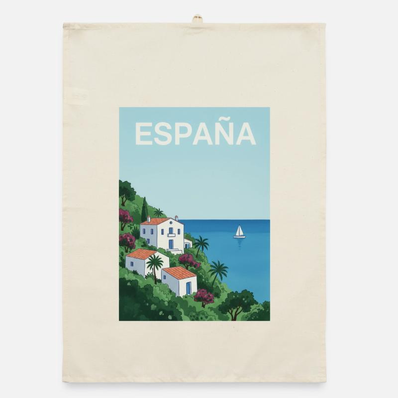 Spanish coastal idyll Organic dish towel