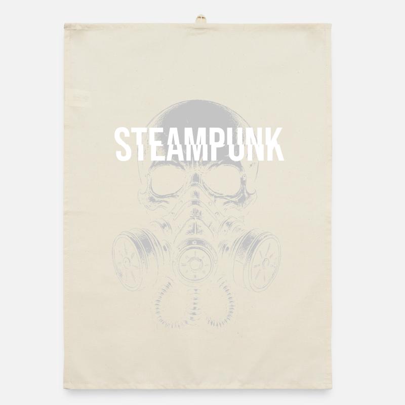 Steampunk-Gasmaskenschädel Organic Geschirrtuch