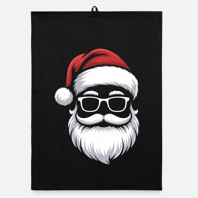 Le Père Noël avec des lunettes à moustache Torchon bio