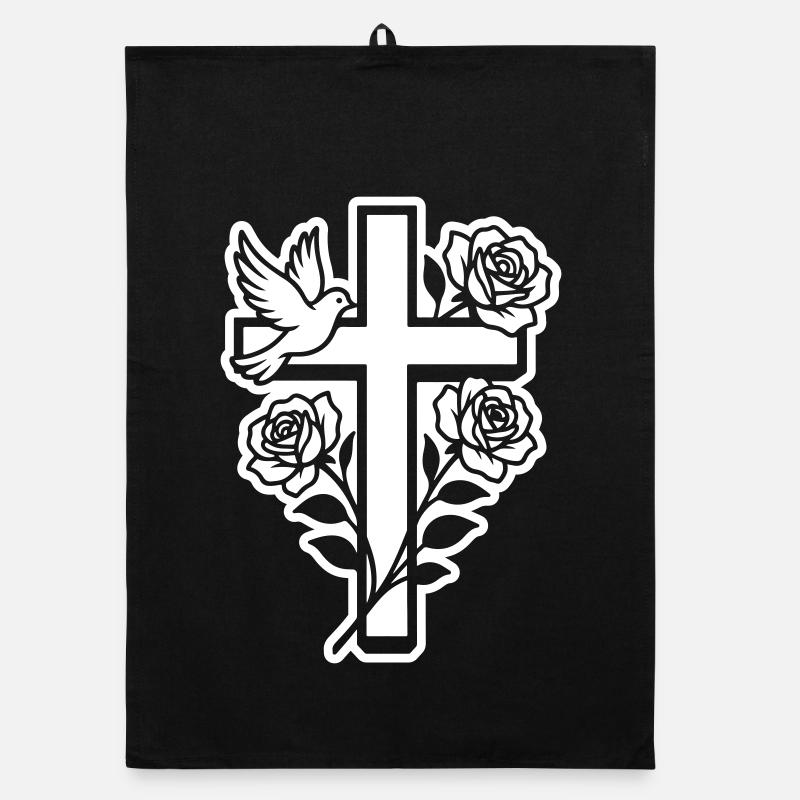 Kreuz Taube Christlich Organic Geschirrtuch
