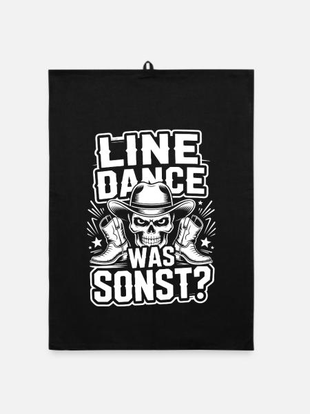 Line Dance Was Sonst Skull - Organic Geschirrtuch - Schwarz - Vorne
