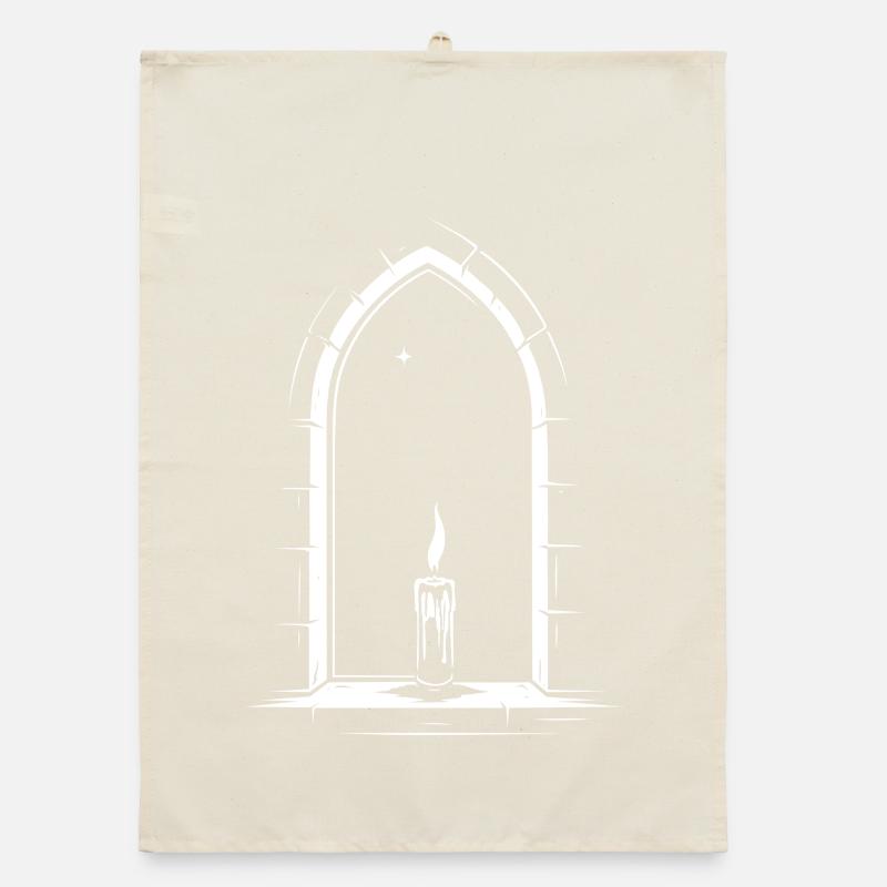 Imbolc candle in the window Organic dish towel