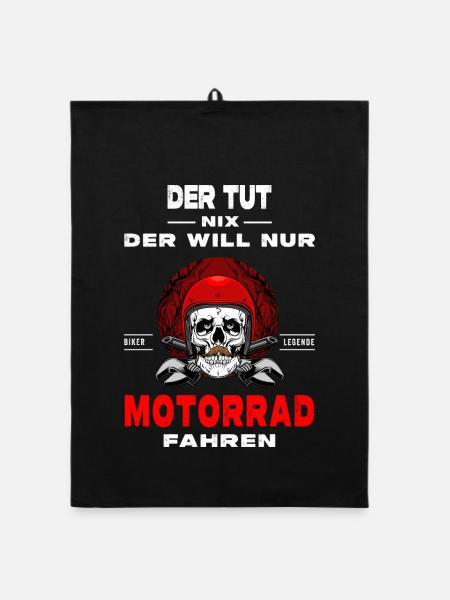 Il ne fait rien, il veut juste faire de la moto - Torchon bio - noir - Devant