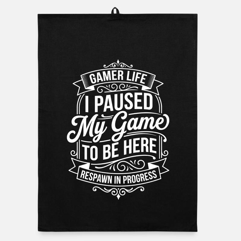 Gamer Pause Respawn in Progress Organic dish towel