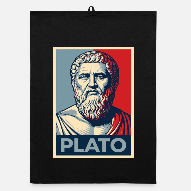 Plato Portrait in Retro design Organic dish towel