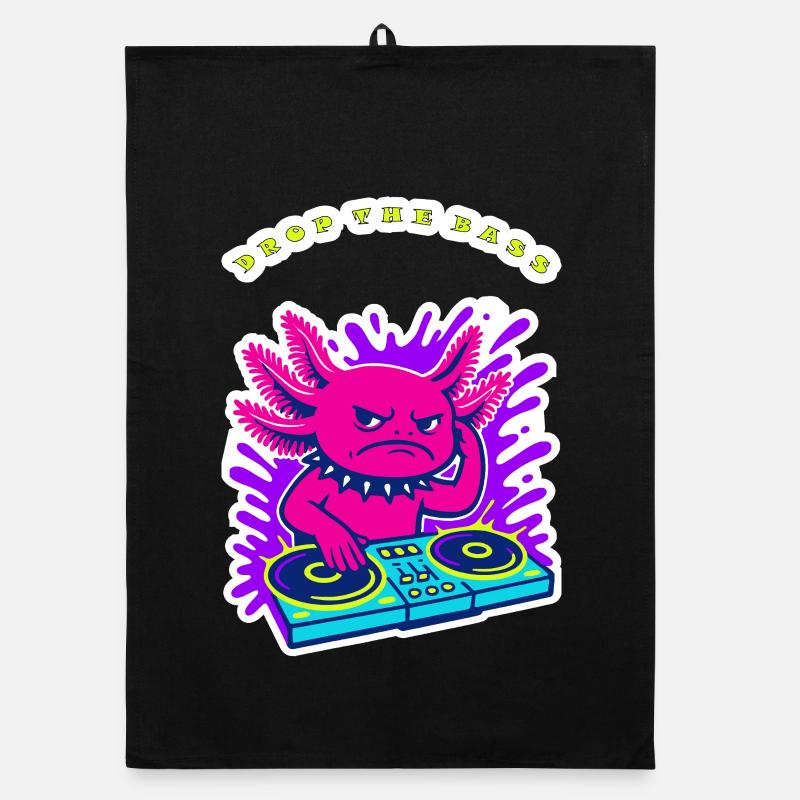 Angry Axolotl DJ – Lass den Bass Neon-Design fallen Organic Geschirrtuch